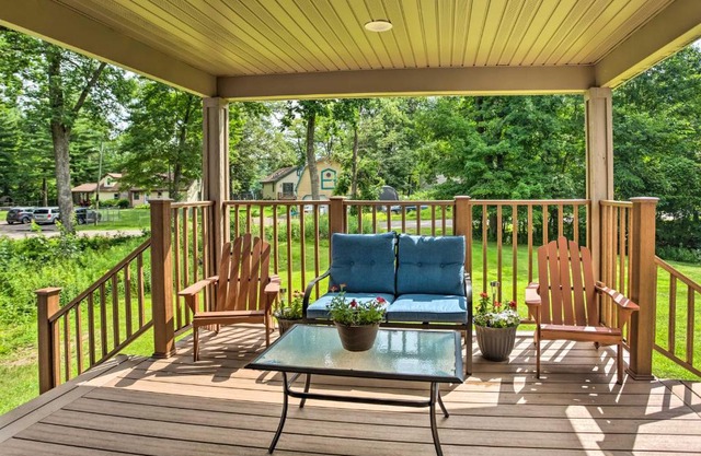 Cabin with Dock and Porch Across from Balsam Lake