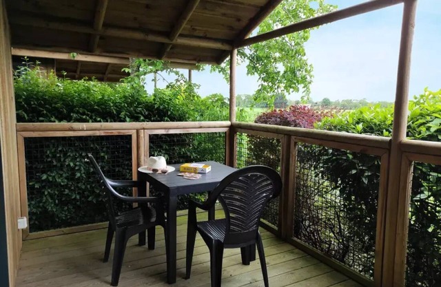 Campsite Le Rouge Gorge* * - CABANE LODGE PREMIUM SOLARO 1 CH 2/4 PERS CLIM TV 4 persons