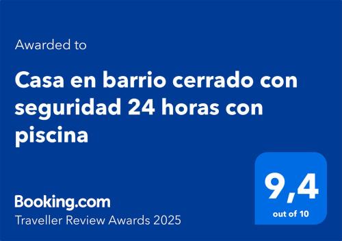 Casa en barrio cerrado con seguridad 24 horas con piscina