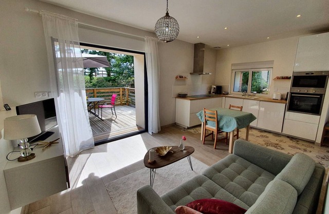 Charming farm stay with terrace and pond view