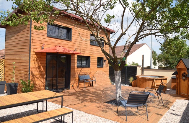 Charming tiny house with Nordic bath and kota grill in Manoncourt-en-Vermois