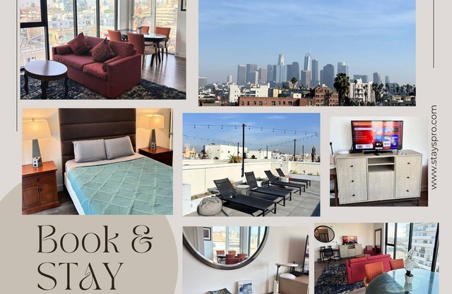 Chic 1BR Deluxe in DTLA Near K-Town & Staples, with Rooftop, WIFI, AC and Gym