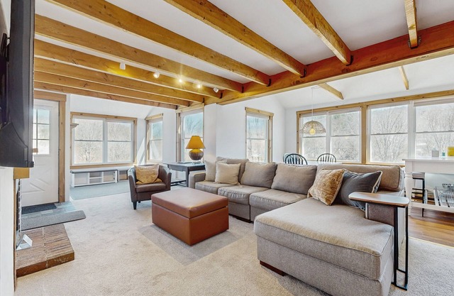 Convenient village condo w/mountain views, close to Okemo, partial a/c, w/d