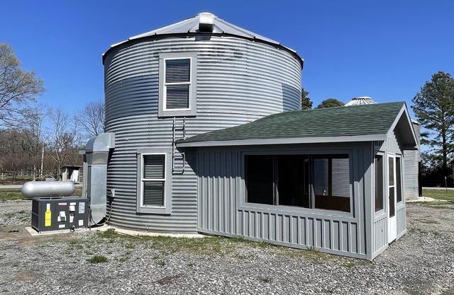 Cozy Grain Bin Retreat on a Mini Farm.