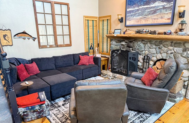 Dog-friendly home with a great deck, ocean view & firepit on beachfront lawn