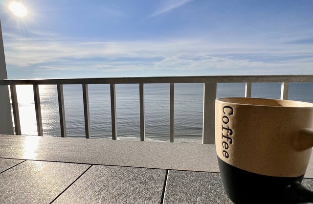 Don't wait! Best time of year for beautiful view of the sunrise off the balcony!