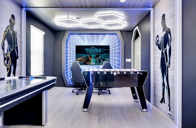 Fabulous 7-bedroom house with TRON Game Grid, Themed Rooms, Private Pool & Spa