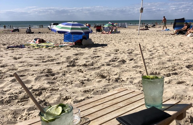 Facing the sea and the beach