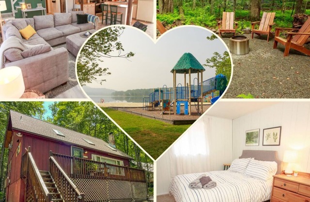 Family Friendly 4-BR Pocono Hideaway 1st Floor Bedroom, Fire Pit, Pet-Friendly