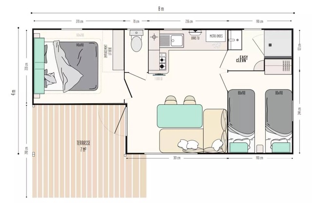 Flower Le Domaine du Rompval * - Mobile home 25m2 Premium (2ch-4pers) including semi-covered terrace + TV + LV + BBQ 4 people