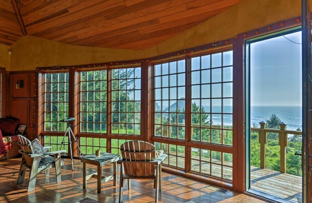 Forested Gold Beach House with Panoramic Ocean Views