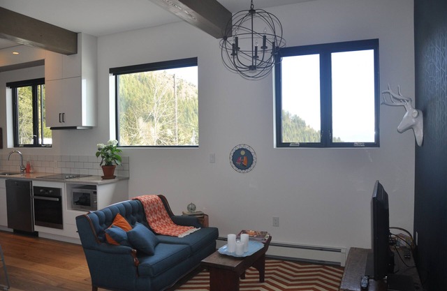 Full apartment with private entry and garage parking in the heart of Rossland.