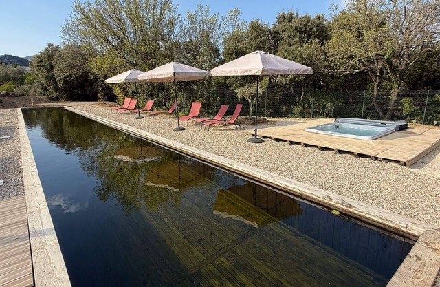 Gite with 25 m Pool and Spa with Mountain View