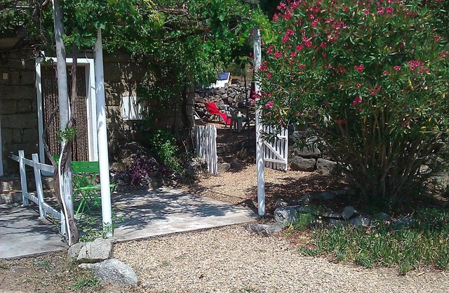 Granite house, with large shady garden .