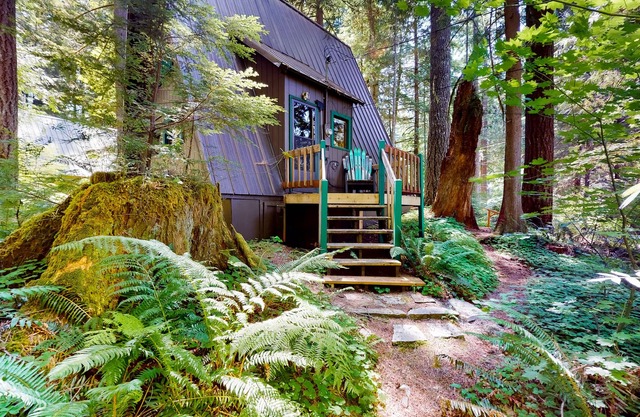 Hilda’s Briarwood Escape | A-frame in Rhododendron with fireplaces & forest view