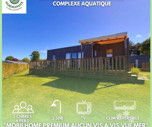 Houlgate - 254 - RARE VUE MER Magnifique Mobilhome 6 pers 3 chambres 2 SDB sur Camping 5 étoiles