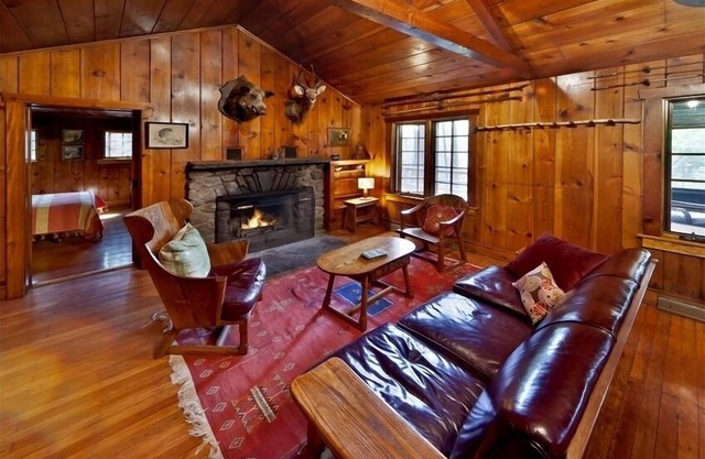 Isolated Creekside Knotty Pine 1930s Lodge on 575 Acre Forest Preserve