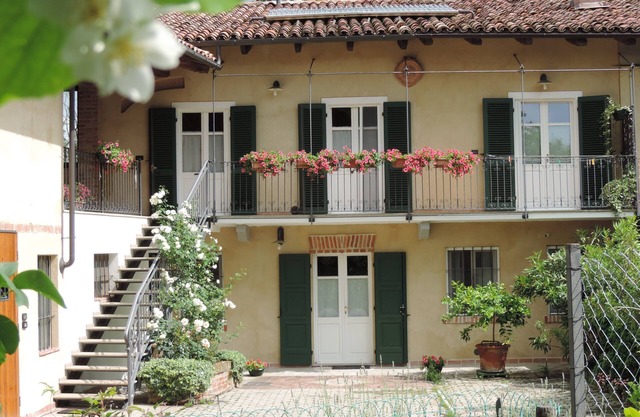 Isolated on hill, flat with terrace,garden among romanesque art,quiet,nature
