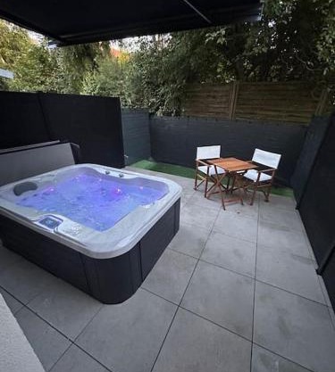 La terrasse abritée et son spa