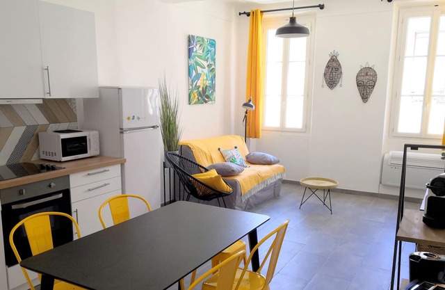 Large air-conditioned 2-room apartment in old Antibes, close to beaches.
