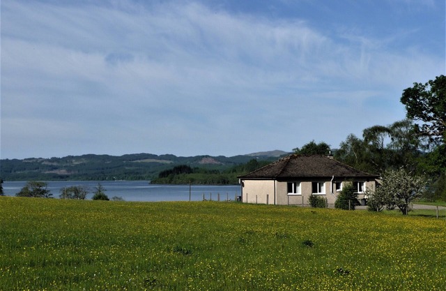 Lovely view over Loch Awe, hills and fields - Waterfall nearby - south facing