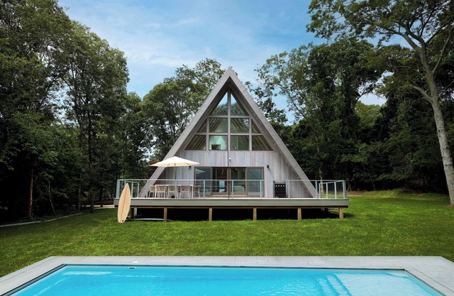 Lux A-frame: Secluded pool retreat & walk to beach