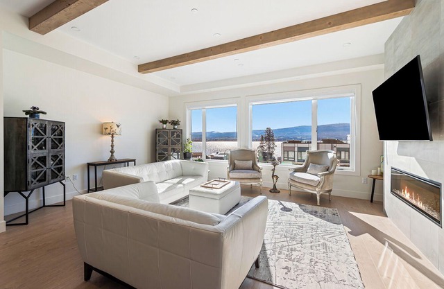 Luxury lakeview townhouse with rooftop patio and private community beach.