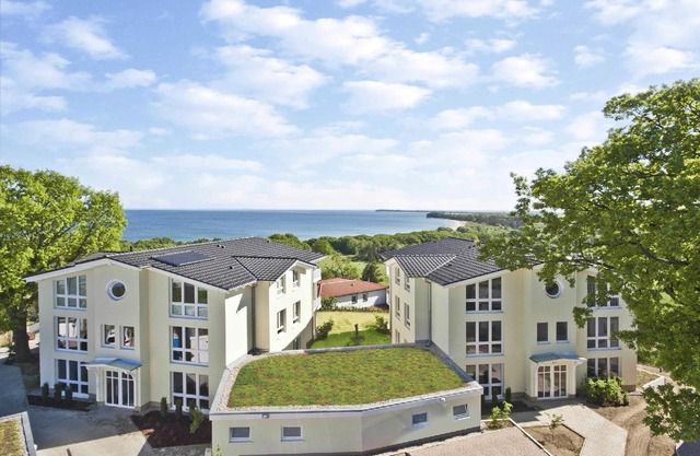 Meeresblick Residenzen FeWo 67 deluxe: Balkon, Meerblick, Sauna- u. Schwimmbadnutzung