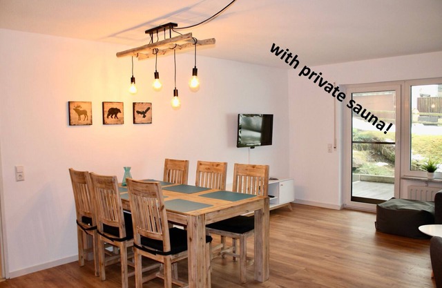 Modern apartment with private sauna, close to bathing lakes, ski lift and thermal baths