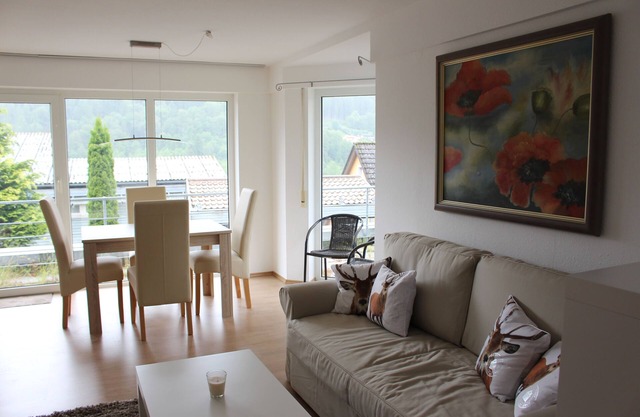 Modern apartment with a sun terrace and a view of the Black Forest