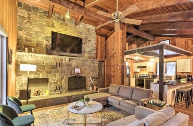 Modern Swiss Ski Chalet with Tennis Court, Outdoor pit and multiple fireplaces