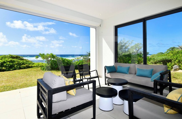 Modern White and Blue on the beach with pool