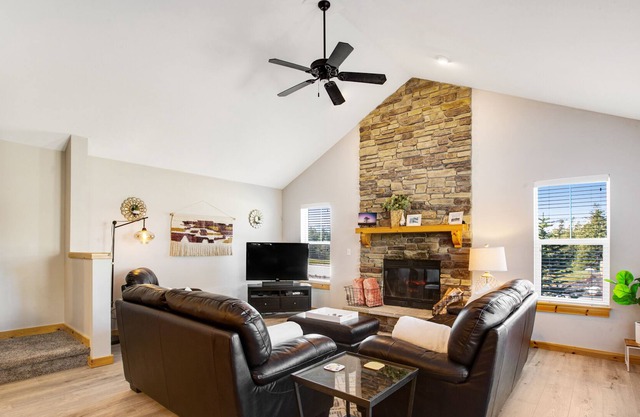Mountain-view home with foosball table, deck, paid-access pool &hot tub
