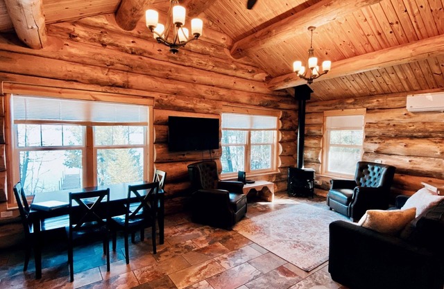 NEW CABIN W/LAKE VIEW! 2PersonJacuzzi.GasFireplace.Beach.Patio.Wifi.Kayaks.Canoe