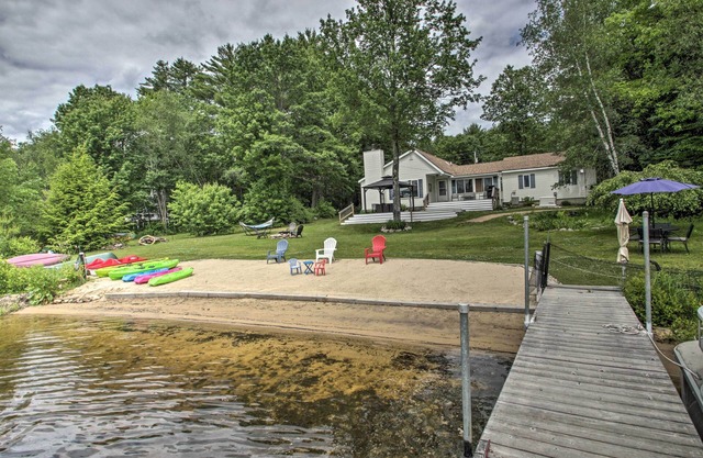 New Hampshire Home w/Private Beach, Dock & Rafts!