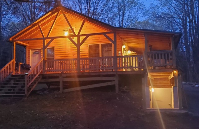 Newly built cabin in cozy wooded setting