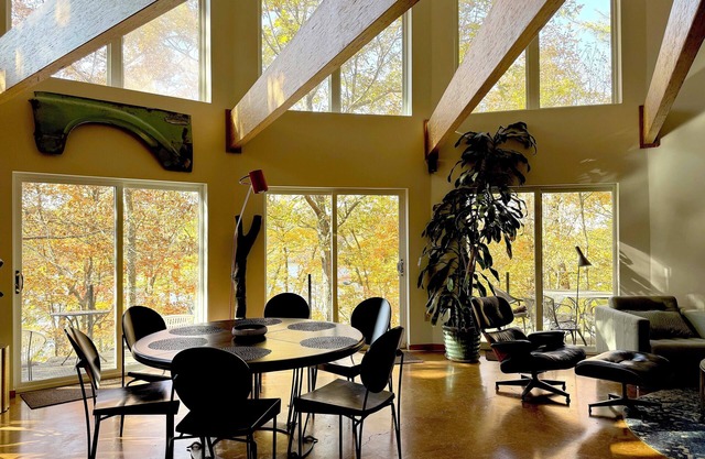 Osseo Lake Lodge Unique Octagon Home with Sunset Views & Private Waterfront