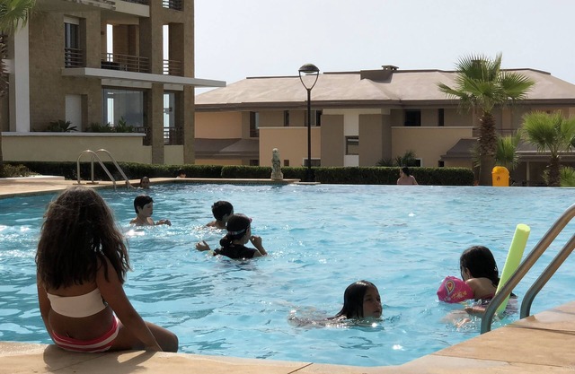 Prestigia plage des nations seen on sea and swimming pool high standing apartment