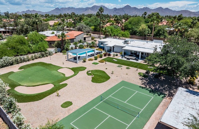 Private Acre of Fun: Nine Hole Golf Course, Pickleball Court, Pool Table, Heated Swimming Pool