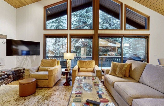 Relaxing, mountain-view house with two fireplaces, furnished deck, & fenced back