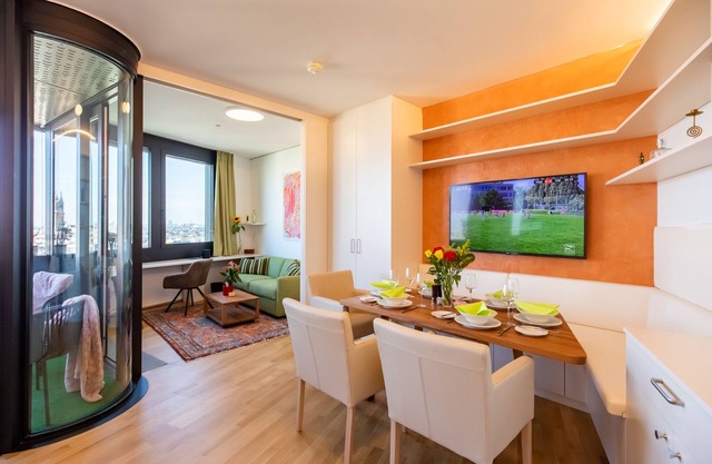 Roof-top panorama suite with distant views over Vienna