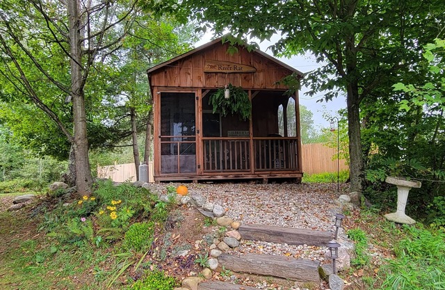 Rus-tic: appropriate to the country, River Rat Cabin
