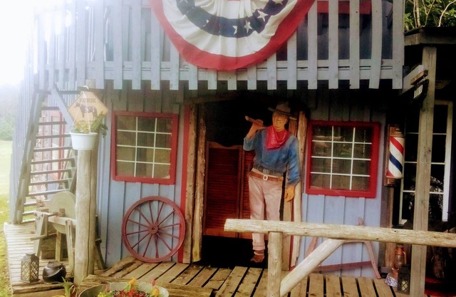 Rustic crafted Cowboy Town complete with everything needed for a weekend retreat