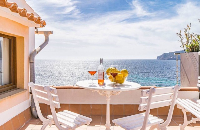 Sailor's house in front of the island of dragonera