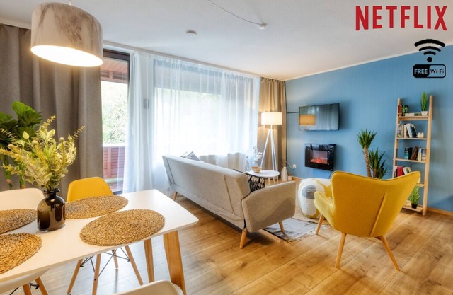 Scandinavian - pool - fireplace - Trendy