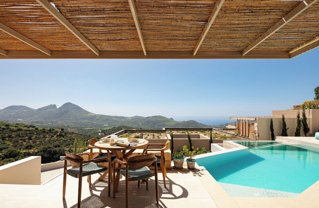 Seaview in South Crete Villa w/Heated Pool and BBQ