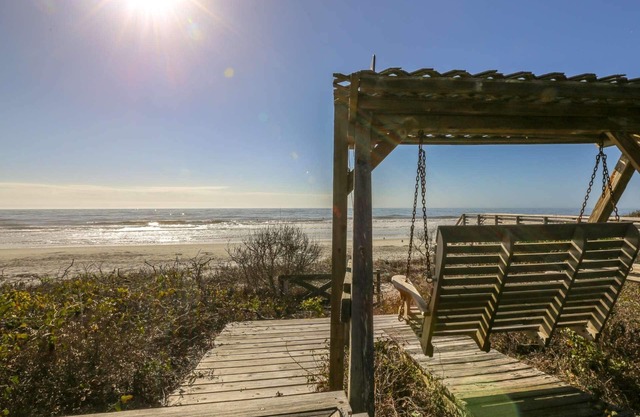 See, Hear & Feel the Ocean from this Beach Bungalow with Private Multi-Level Deck & Swing Chair!