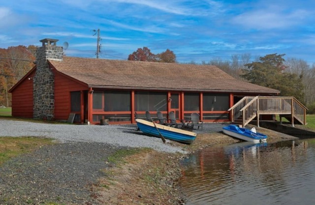 Serene cabin on 6 acre pond in rural Upper Bucks