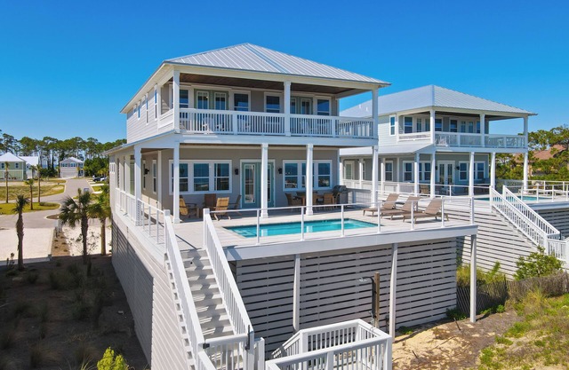 Sleeps 18! Gulf front home w/elevated private pool and elevator on Cape San Blas