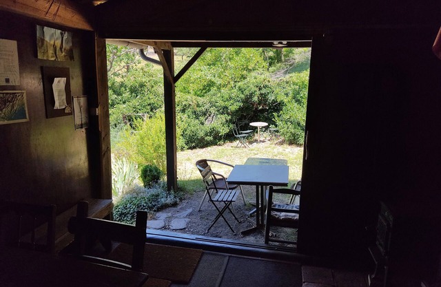 Small cabin in the middle of the mountains
